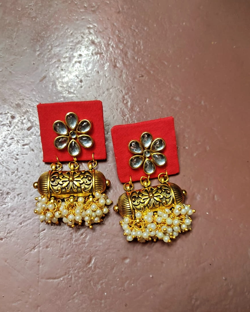 Red Kundan Earring